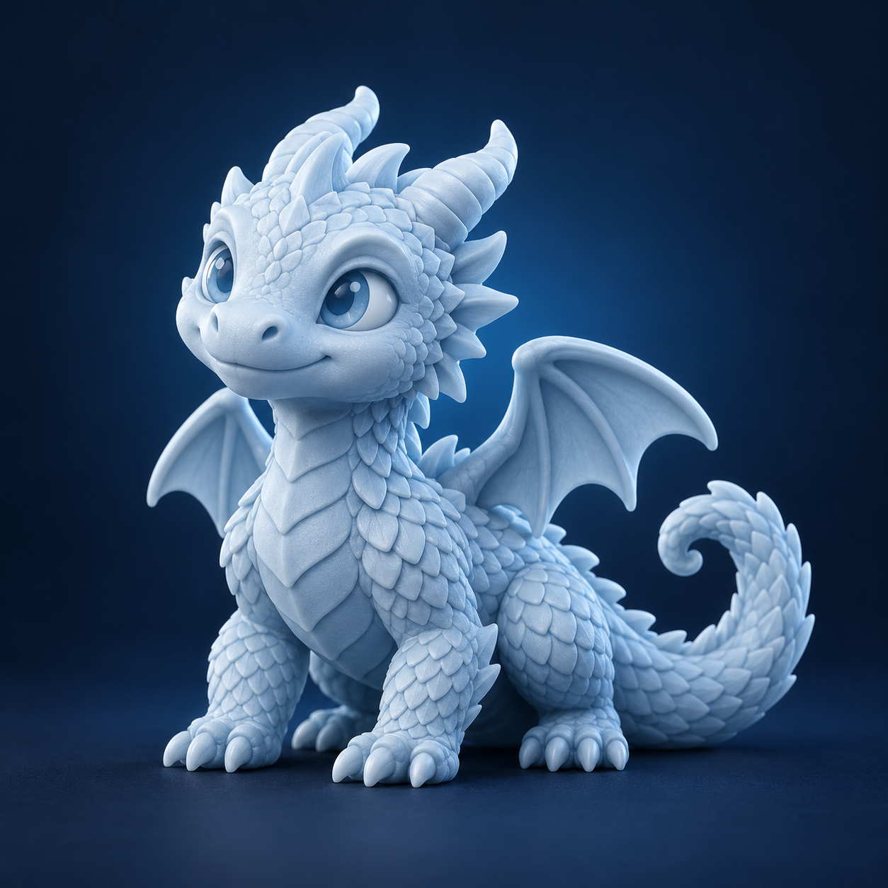 Before: a dragon 3D model without a keychain ring